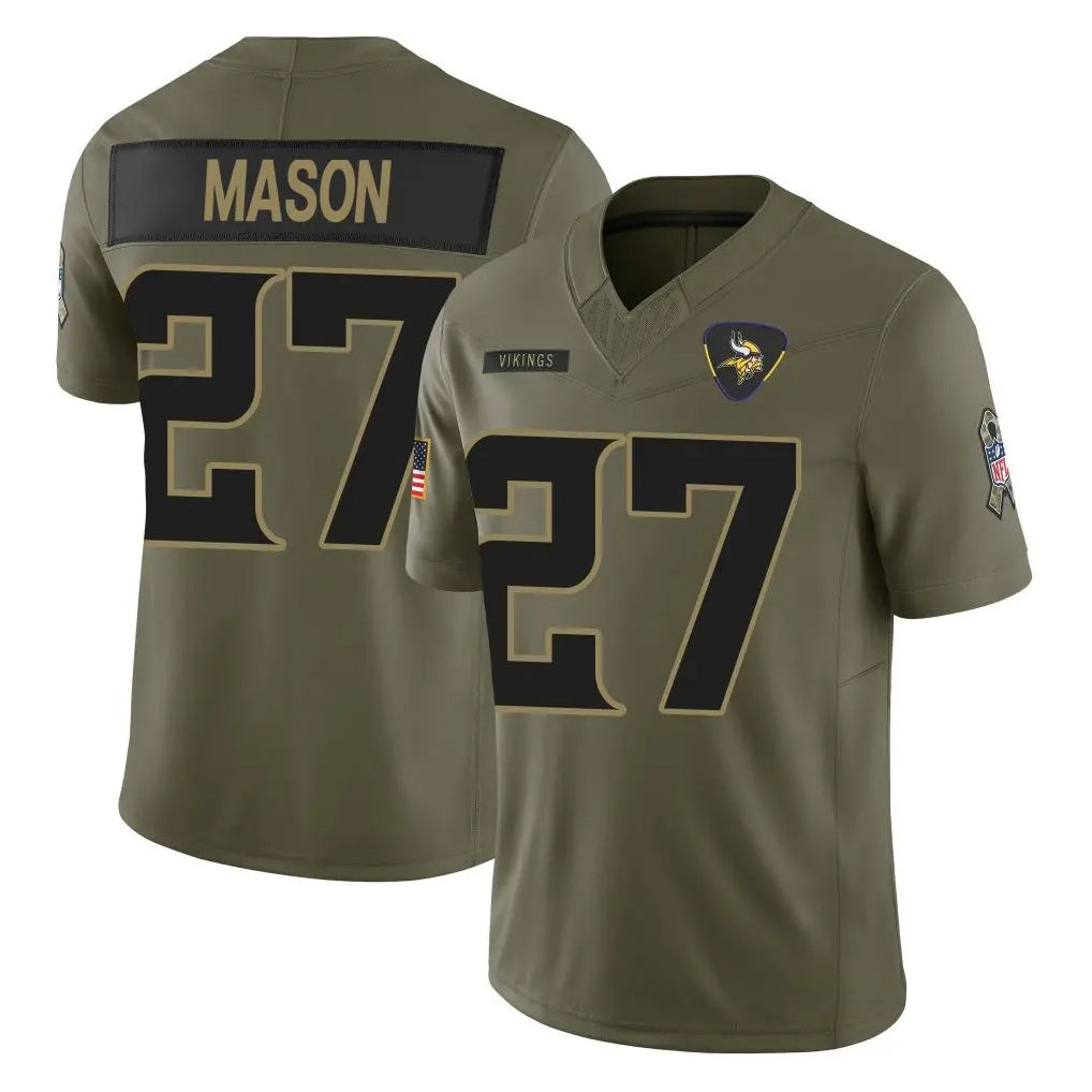 M.Vikings #27 Jordan Mason Player Olive 2025 Salute To Service Limited Game Edoa Stitched Jerseys