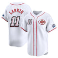 C.Reds #11 Barry Larkin Player White Speedway Classic Home Limited Edoa Stitched Jerseys