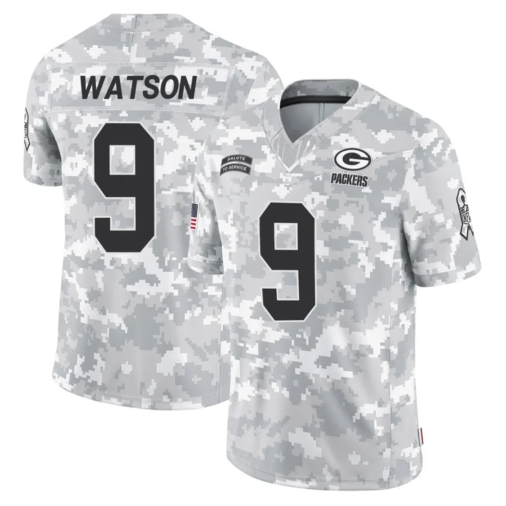 GB.Packers #9 Christian Watson Player Arctic Camo Salute To Service Limited Edoa Stitched Jerseys