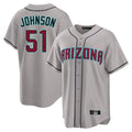 A.Diamondbacks #51 Randy Johnson Player Gray Road Home Game Edoa Stitched Jerseys