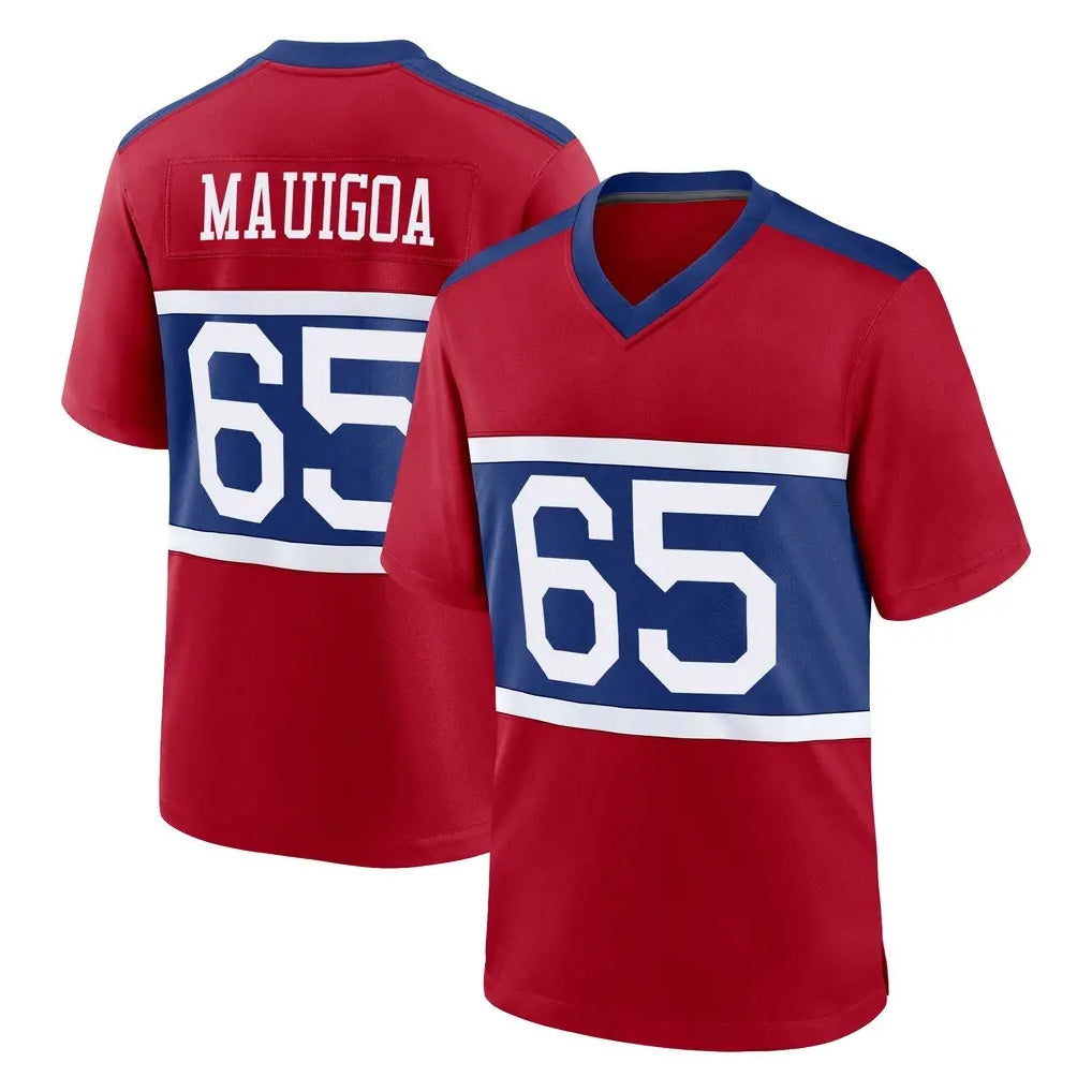 NY.Giants #65 Francis Mauigoa Player Red Century Home Game Edoa Stitched Jerseys