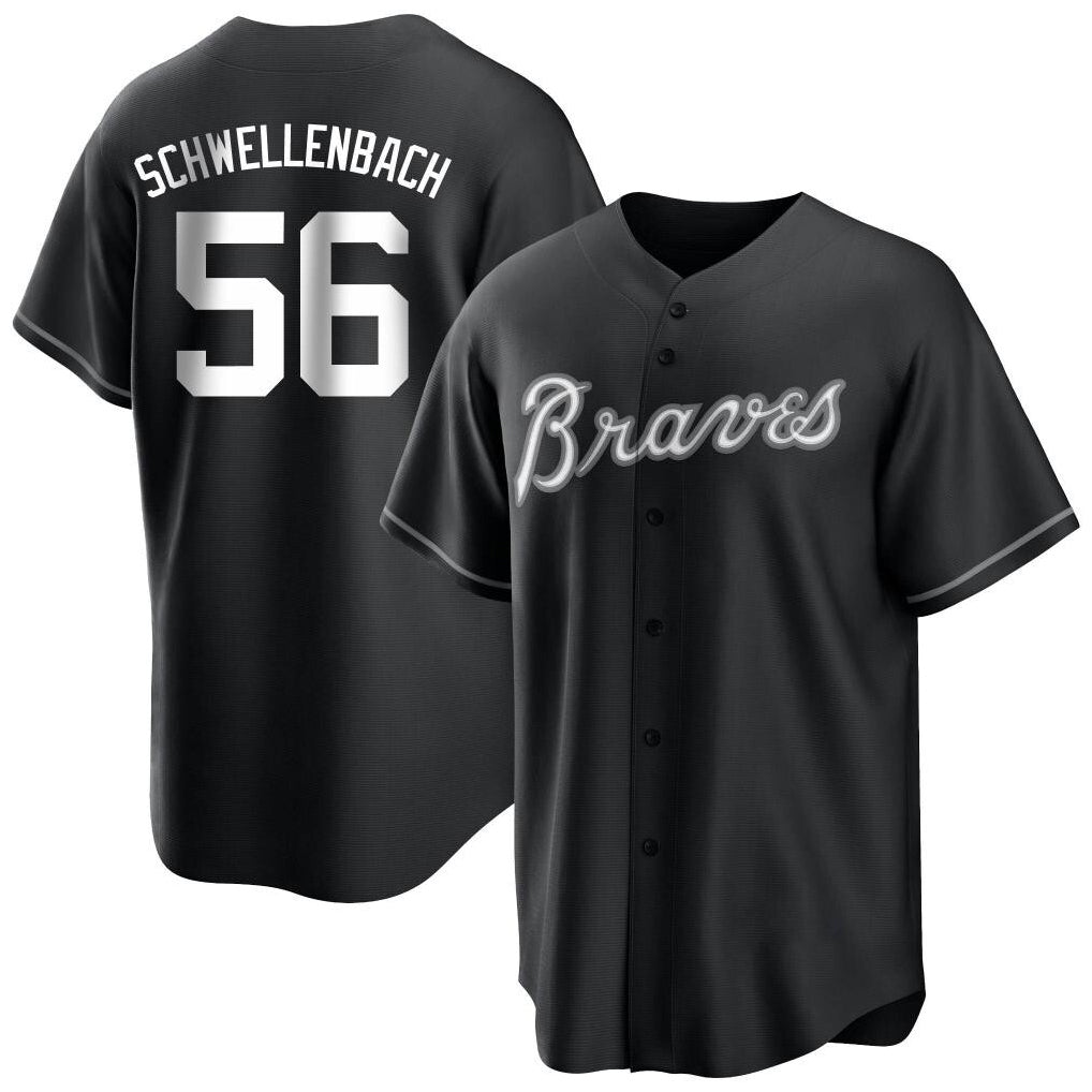 A.Braves #56 Spencer Schwellenbach Player Black Home Game Edoa Stitched Jerseys