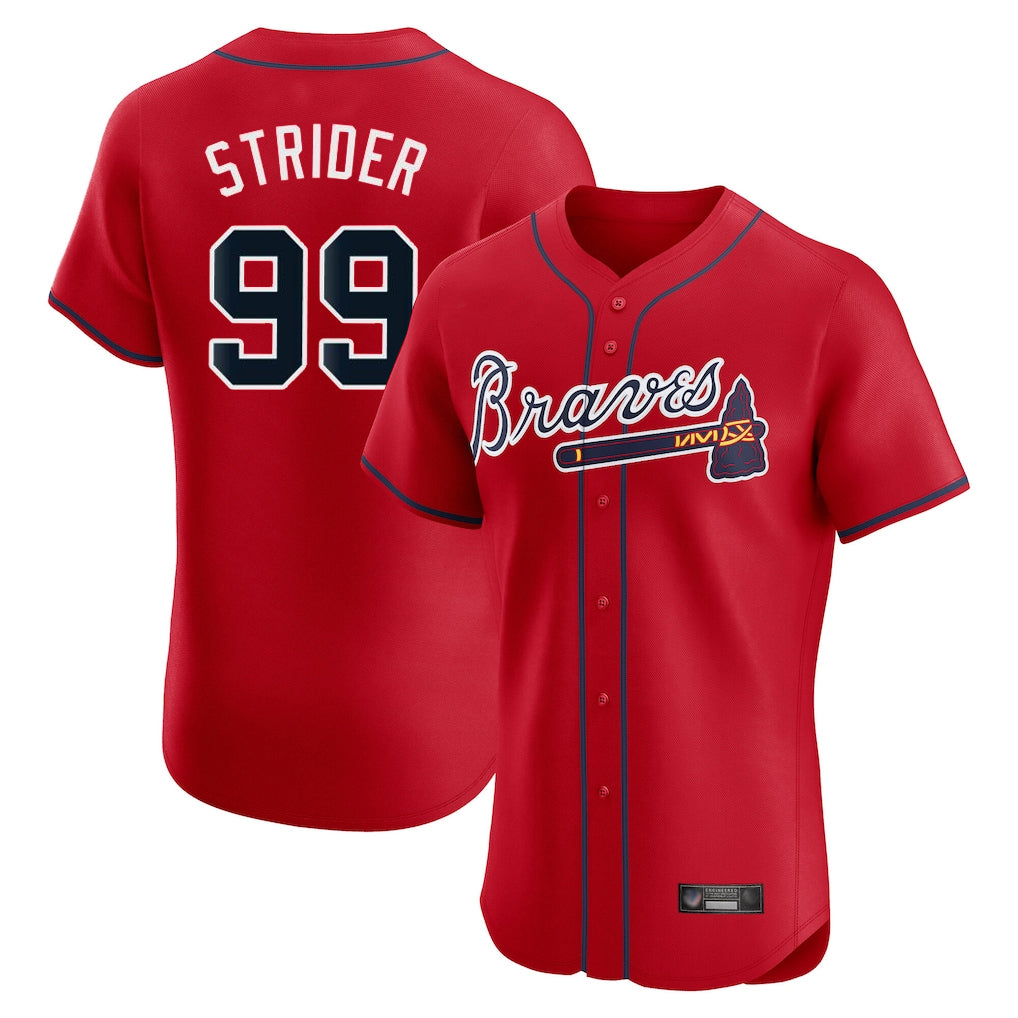A.Braves #99 Spencer Strider Player Red Limited Elite Home Game Edoa Stitched Jerseys