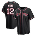 B.Red Sox #12 Connor Wong Player Black Out Home Game Edoa Stitched Jerseys
