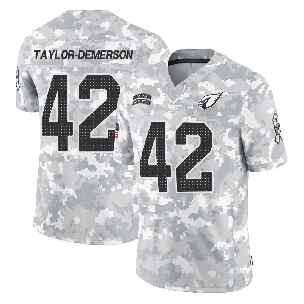 A.Cardinals #42 Dadrion Taylor-Demerson Player Arctic Camo Limited Salute To Service Home Game Edoa Stitched Jerseys