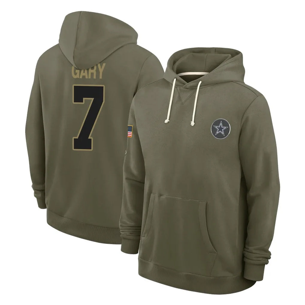 D.Cowboys #7 Rashan Gary Player Olive Salute to Service Pullover Hoodies Limited Edoa Stitched Jerseys