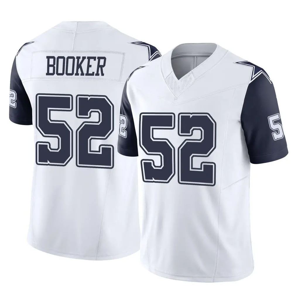 D.Cowboys #52 Tyler Booker Player White-Navy Limited Vapor F.U.S.E. Home Game Edoa Stitched Jerseys