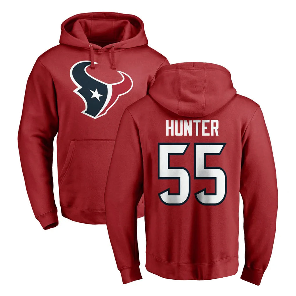 H.Texans #55 Danielle Hunter Player Red Pro Line Pullover Hoodie Limited Game Edoa Stitched Jerseys