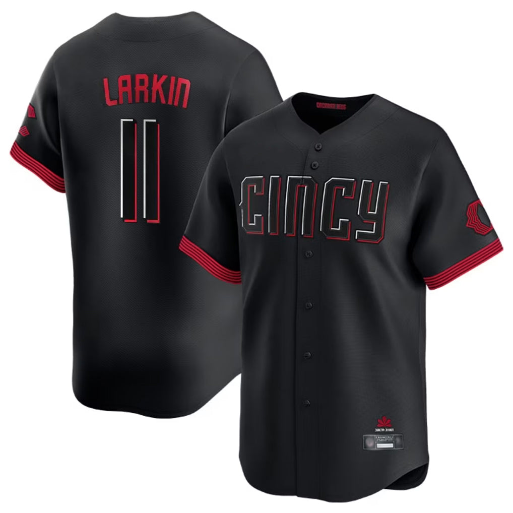 C.Reds #11 Barry Larkin Player Black City Connect Home Limited Edoa Stitched Jerseys