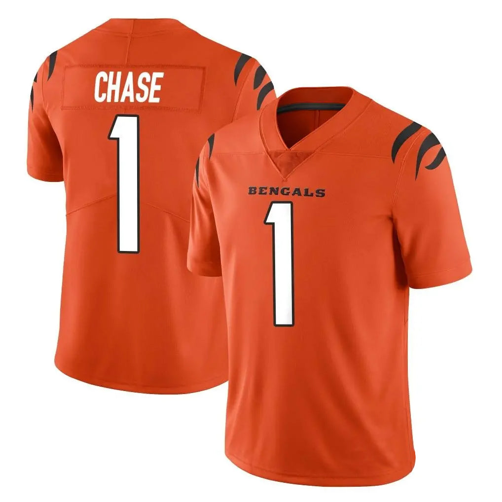 C.Bengals #1 Ja'Marr Chase Player Orange Vapor Untouchable Limited Home Game Edoa Stitched Jerseys