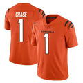 C.Bengals #1 Ja'Marr Chase Player Orange Vapor Untouchable Limited Home Game Edoa Stitched Jerseys