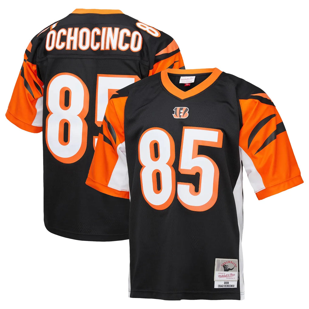 C.Bengals #85 Chad Johnson Player Black Mitchell & Ness Replica Edoa Stitched Jerseys