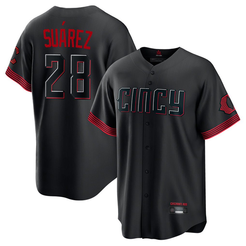 C.Reds #28 Eugenio Su¨¢rez Player Black City Connect Home Game Edoa Stitched Jerseys