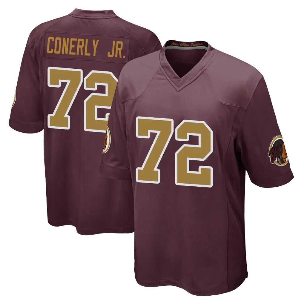 W.Commanders #72 Josh Conerly Jr. Player Burgundy Alternate Home Game Edoa Stitched Jerseys