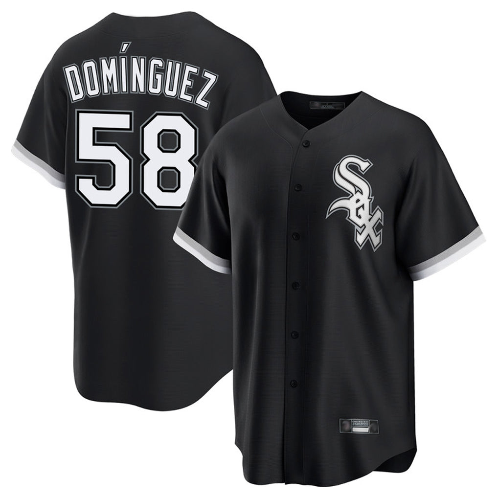 C.White Sox #58 Seranthony Dom¨ªnguez Player Black Home Game Edoa Stitched Jerseys