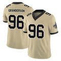 NO.Saints #96 Carl Granderson Player Gold Limited Vapor F.U.S.E. Home Game Edoa Stitched Jerseys
