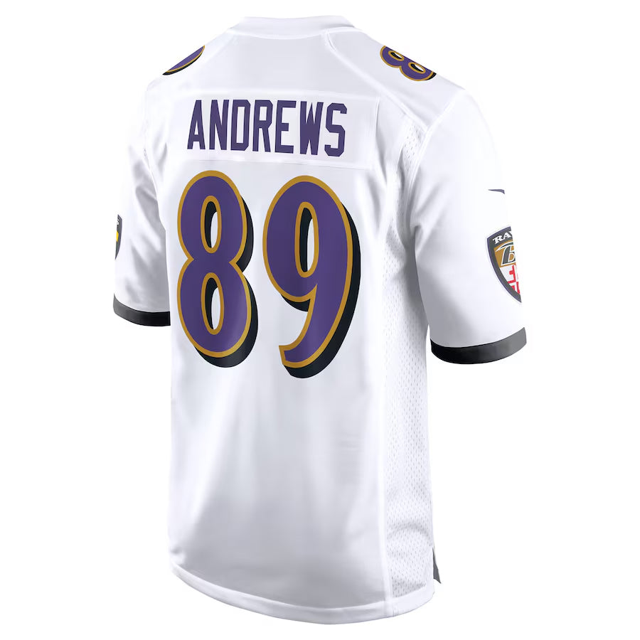B.Ravens #89 Mark Andrews Player White Alternate Home Game Edoa Stitched Jerseys
