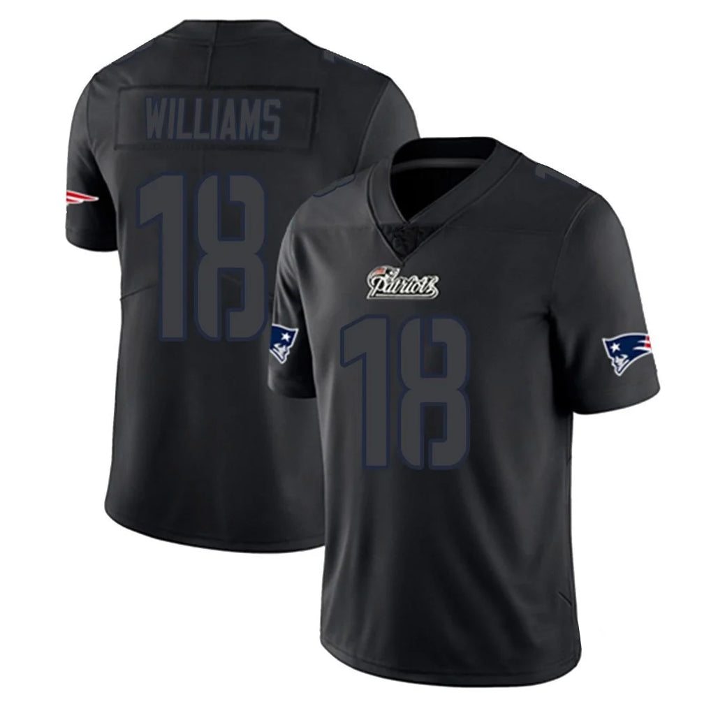 NE.Patriots #18 Kyle Williams Player Black Impact LImited Home Game Edoa Stitched Jerseys