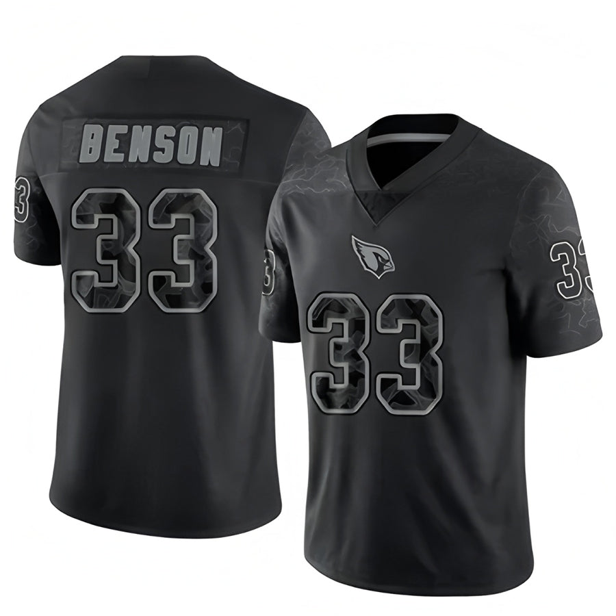 A.Cardinals #33 Trey Benson Player Black RFLCTV Limited Edoa Stitched Jerseys
