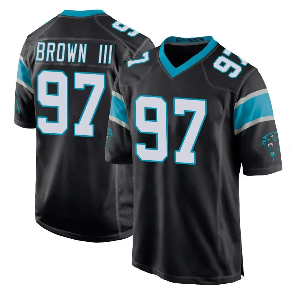 C.Panthers #97 Bobby Brown III Player Black Home Game Edoa Stitched Jerseys