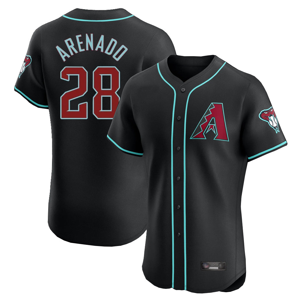 A.Diamondbacks #28 Nolan Arenado Player Black Limited Elite Home Game Edoa Stitched Jerseys