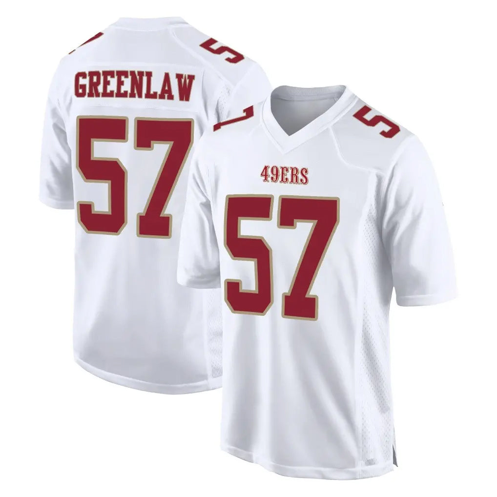 SF.49ers #57 Dre Greenlaw Player White Fashion Home Game Edoa Stitched Jerseys