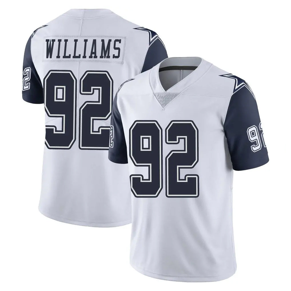 D.Cowboys #92 Quinnen Williams Player White-Navy Limited Color Rush Vapor Untouchable Home Game Edoa Stitched Jerseys