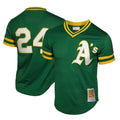 Athletics #24 Rickey Henderson Player Green Cooperstown Mesh Home Game Edoa Stitched Jerseys