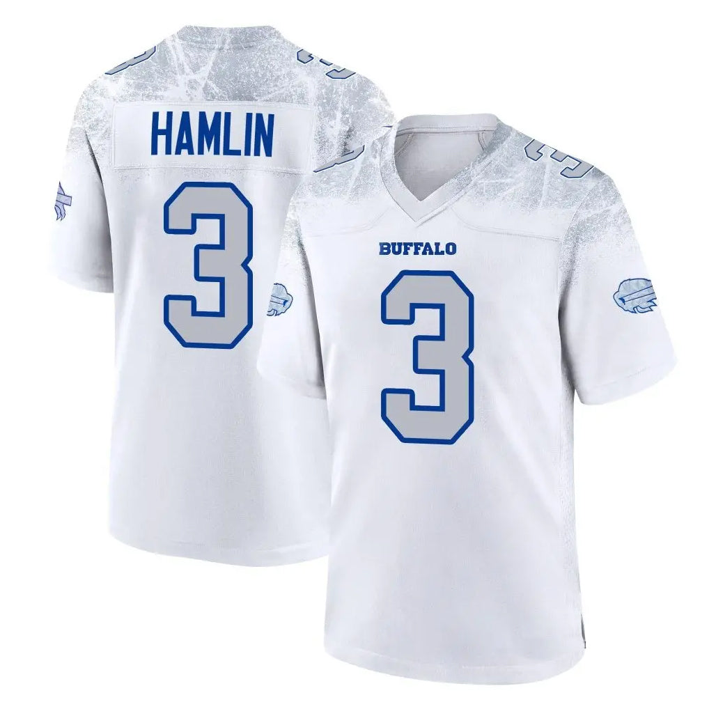 B.Bills #3 Damar Hamlin Player White Rivalries Collection Home Game Edoa Stitched Jerseys