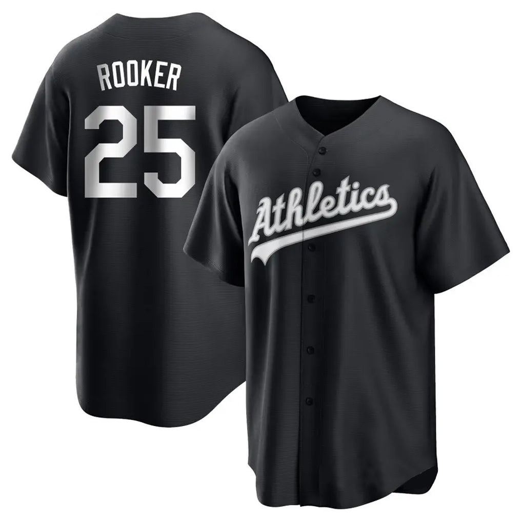 Athletics #25 Brent Rooker Player Black Fashion Home Game Edoa Stitched Jerseys
