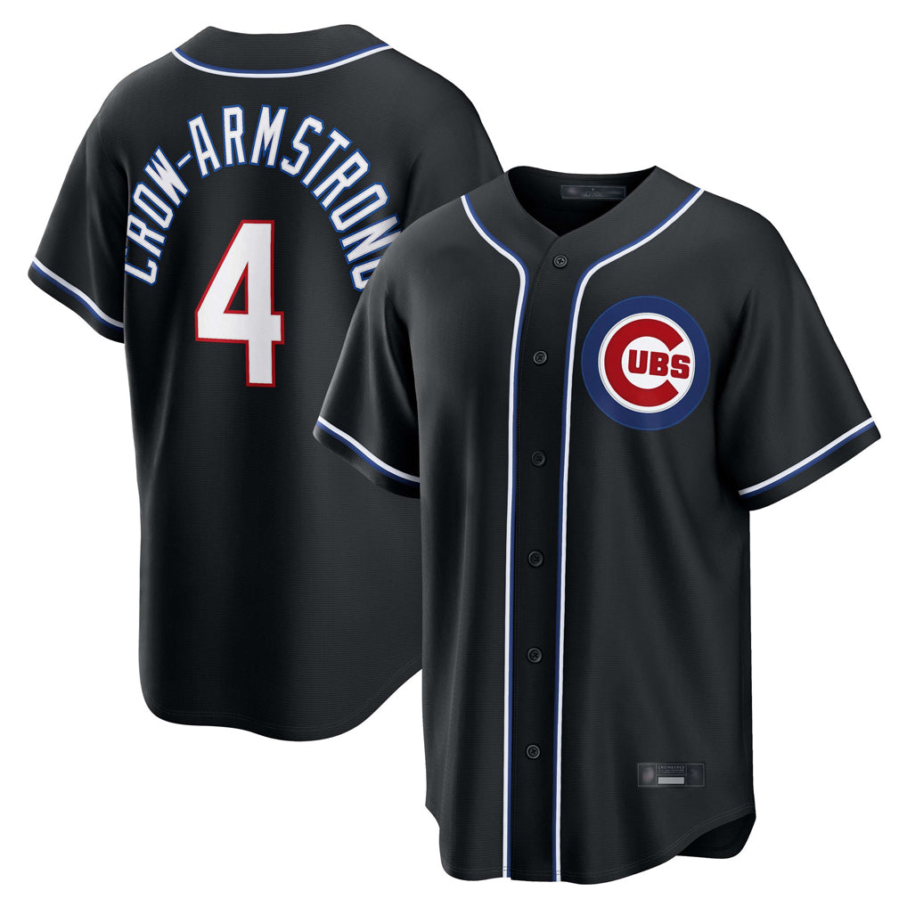 C.Cubs #4 Pete Crow-Armstrong Player Black Fashion Out Game Edoa Stitched Jerseys