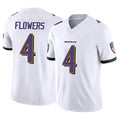 B.Ravens #4 Zay Flowers Player White Vapor F.U.S.E. Limited Home Game Edoa Stitched Jerseys
