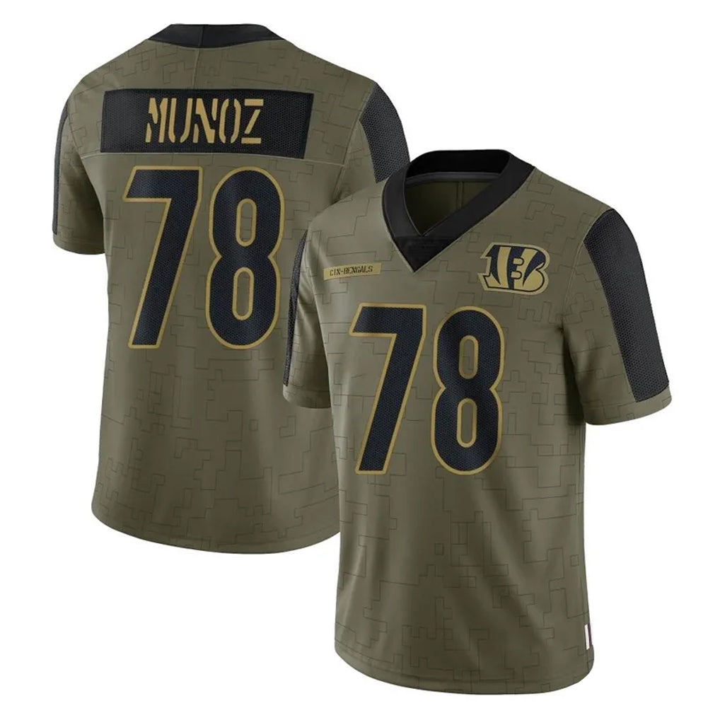 C.Bengals #78 Anthony Munoz Player Olive Salute to Service Game Edoa Stitched Jerseys
