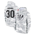 C.Bengals #30 Chase Brown Player Arctic Camo Salute to Service Pullover Hoodie Limited Edoa Stitched Jerseys