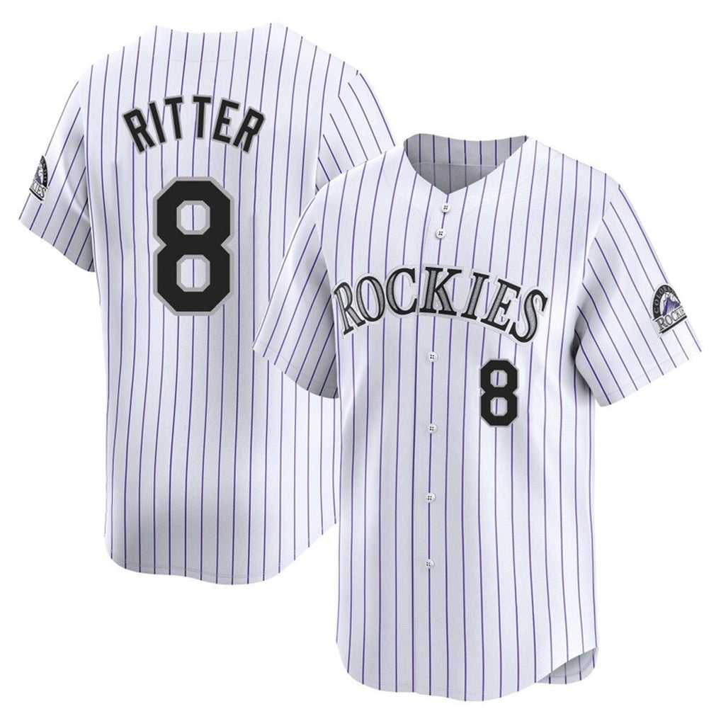 C.Rockies #8 Ryan Ritter Player White Limited Home Edoa Stitched Jerseys