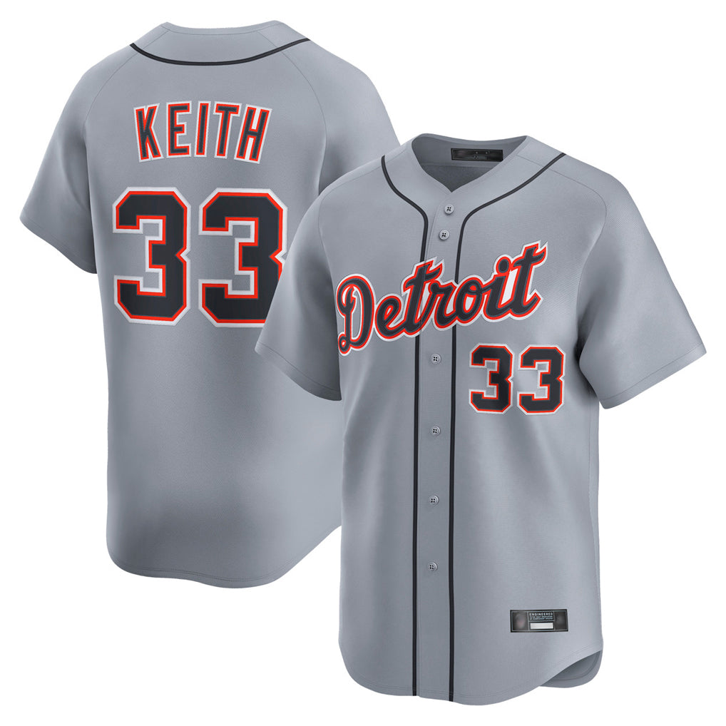 D.Tigers #33 Colt Keith Player Gray Home Limited Edoa Stitched Jerseys