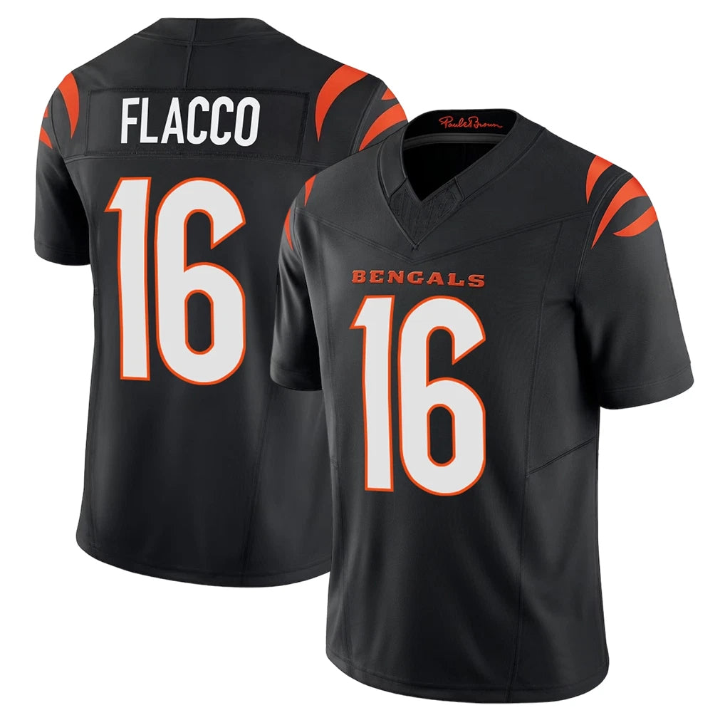 C.Bengals #16 Joe Flacco Player Black Vapor F.U.S.E. Limited Home Game Edoa Stitched Jerseys