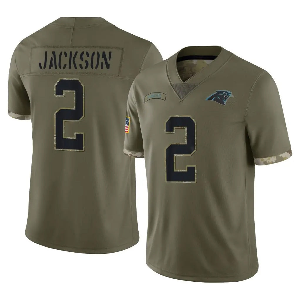 C.Panthers #2 Michael Jackson Player Olive Salute to Service Game Edoa Stitched Jerseys