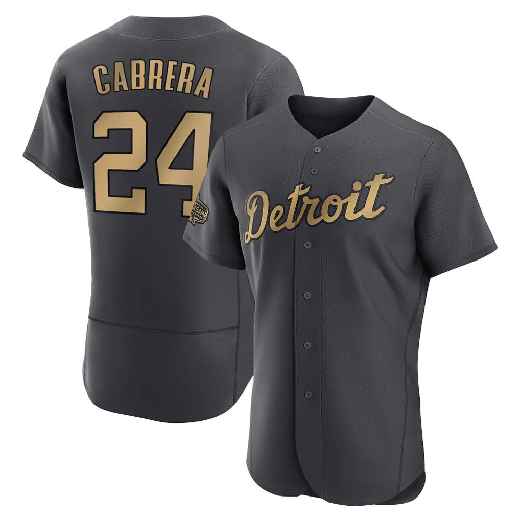 D.Tigers #24 Miguel Cabrera Player Charcoal All-Star Limited Elite Home Edoa Stitched Jerseys