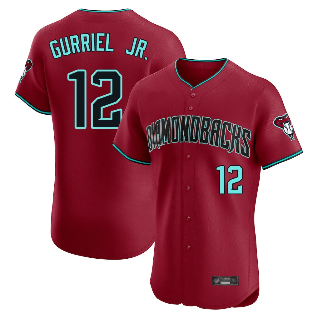 A.Diamondbacks #12 Lourdes Gurriel Jr Player Red Limited Elite Home Game Edoa Stitched Jerseys