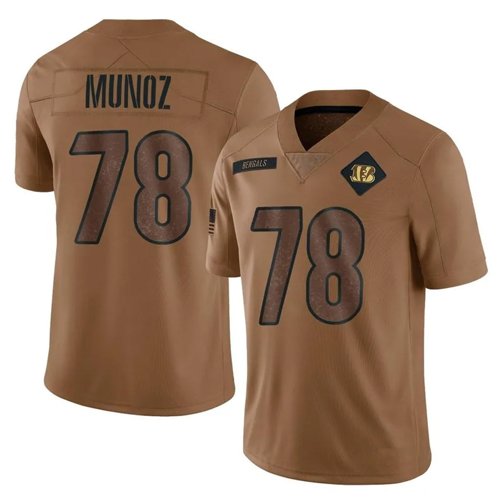 C.Bengals #78 Anthony Munoz Player Brown Salute to Service Limited Edoa Stitched Jerseys
