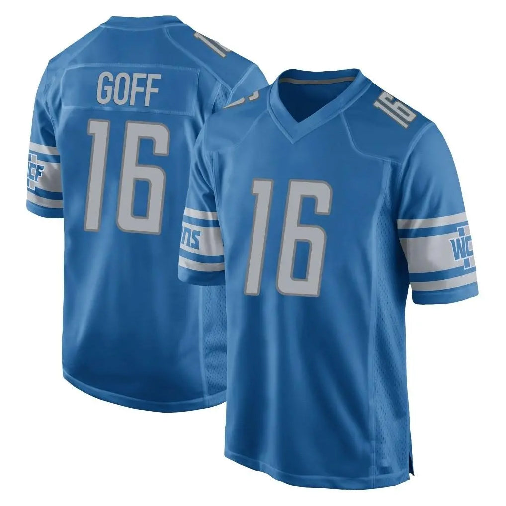 D.Lions #16 Jared Goff Player Blue Home Game Edoa Stitched Jerseys
