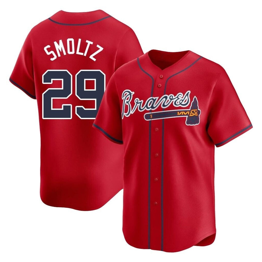 A.Braves #29 John Smoltz Player Red Limited Home Game Edoa Stitched Jerseys