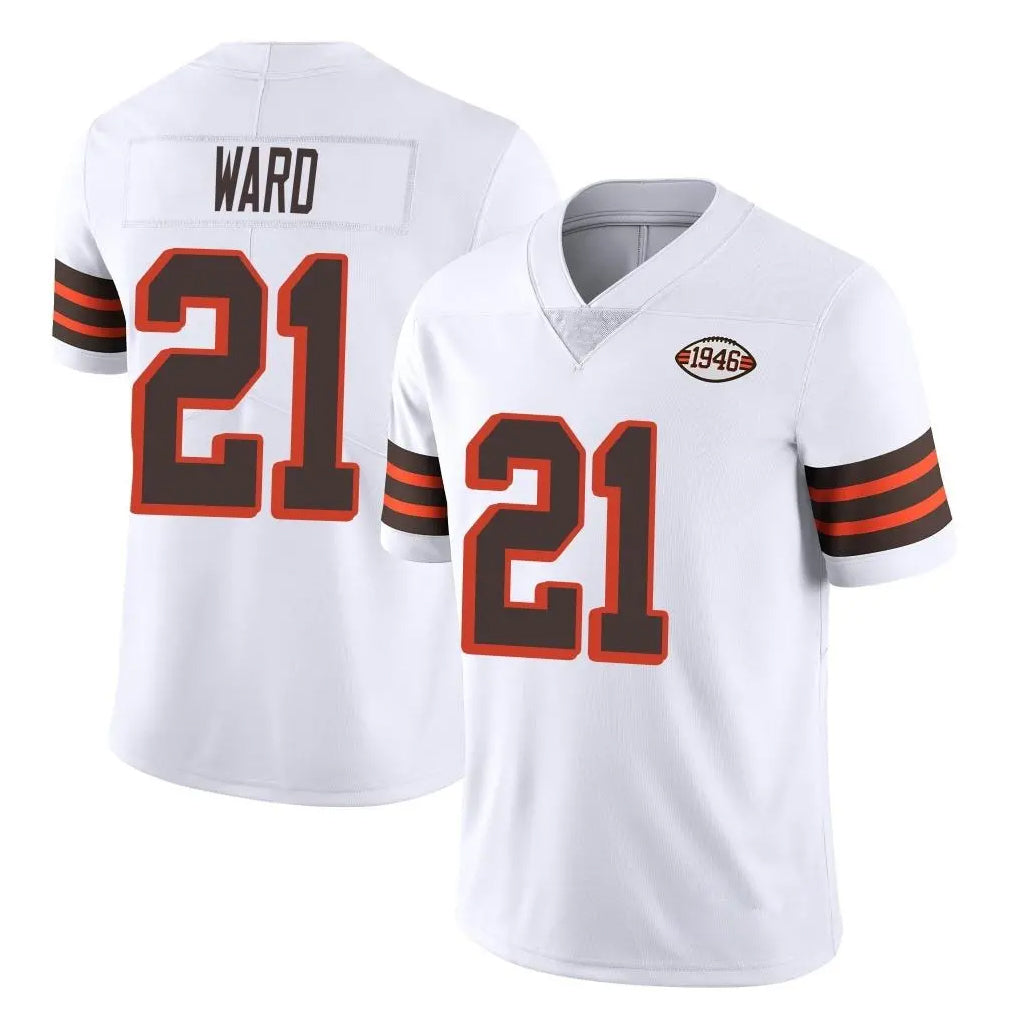 C.Browns #21 Denzel Ward Player White Limited  Vapor 1946 Collection Alternate Game Edoa Stitched Jerseys