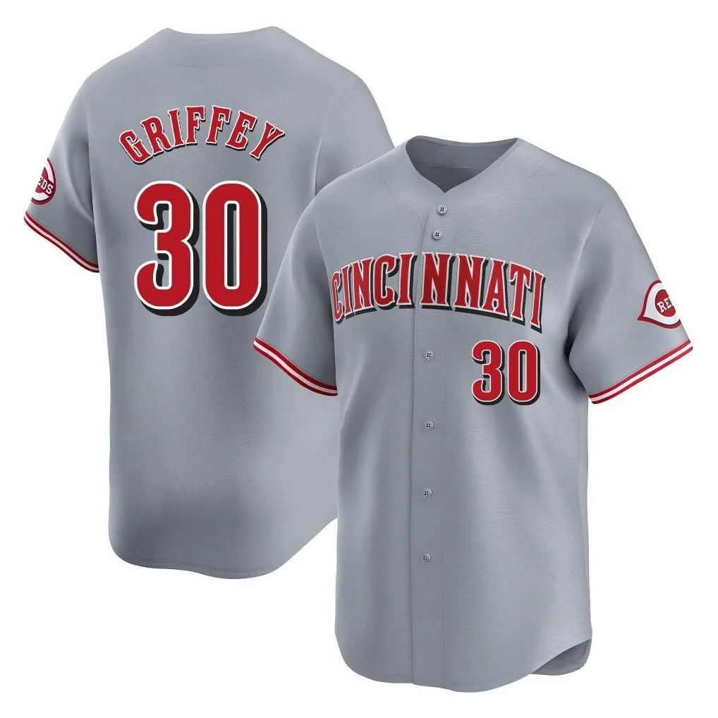C.Reds #30 Ken Griffey Player Gray Home Limited Edoa Stitched Jerseys