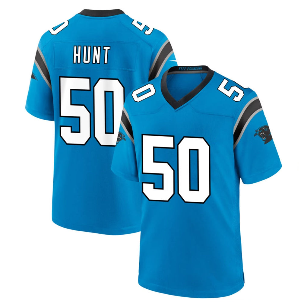 C.Panthers #50 Robert Hunt Player Blue Home Game Edoa Stitched Jerseys