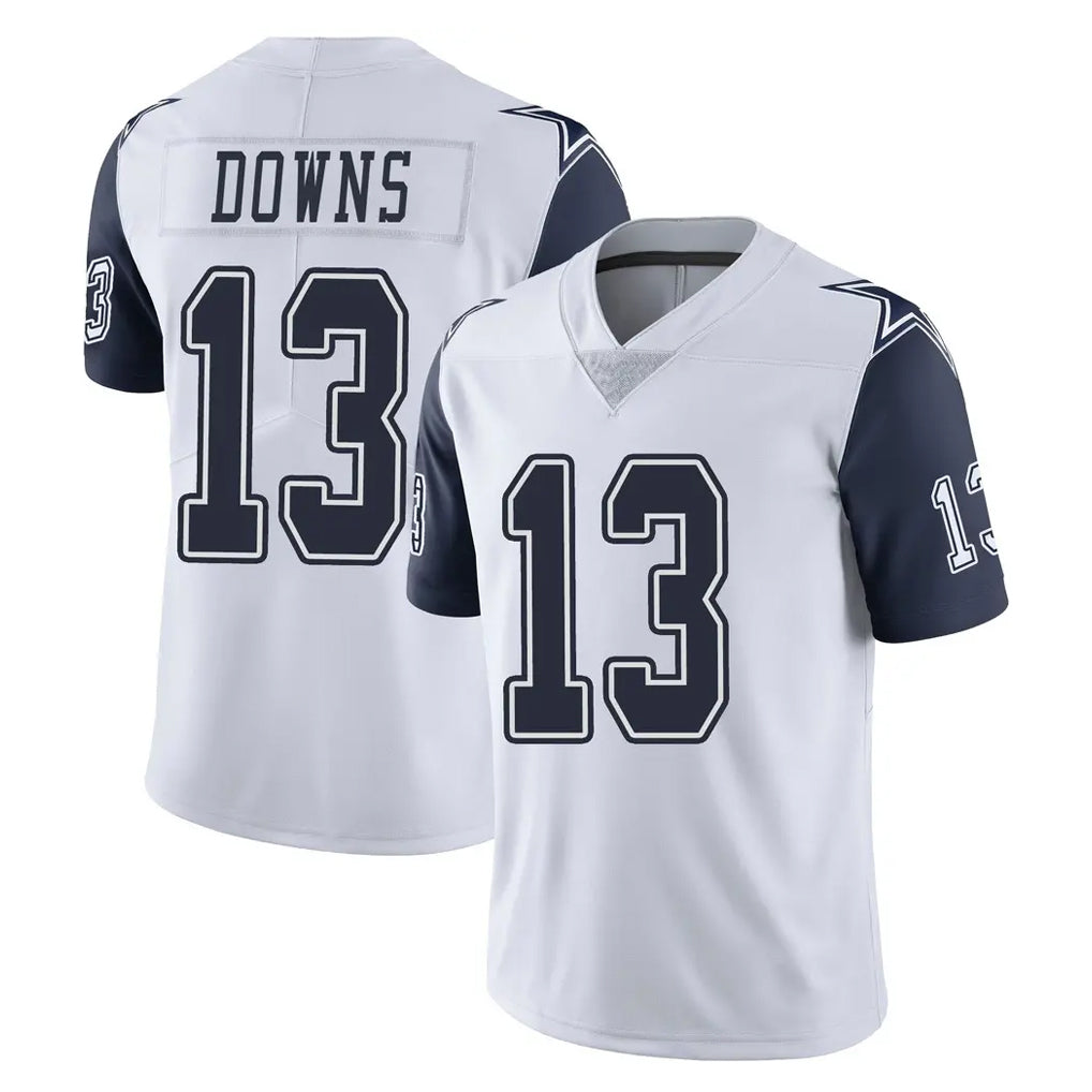 D.Cowboys #13 Caleb Downs Player White-Navy Limited Color Rush Vapor Untouchable Home Game Edoa Stitched Jerseys