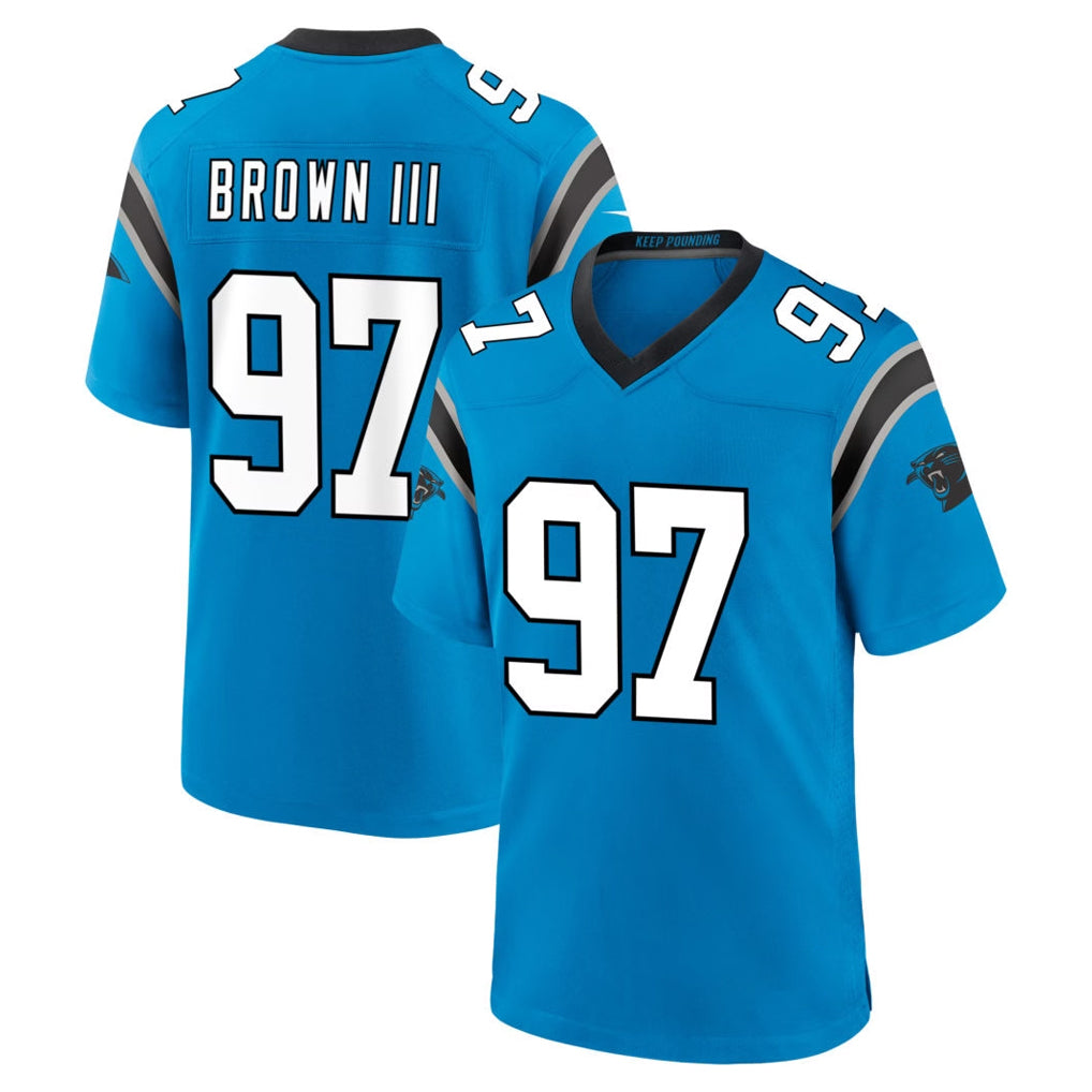 C.Panthers #97 Bobby Brown III Player Blue Home Game Edoa Stitched Jerseys