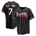 A.Braves #7 Ha-Seong Kim Player Black Fashion Out Game Edoa Stitched Jerseys