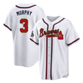 A.Braves #3 Dale Murphy Player White Gold Home Game Edoa Stitched Jerseys